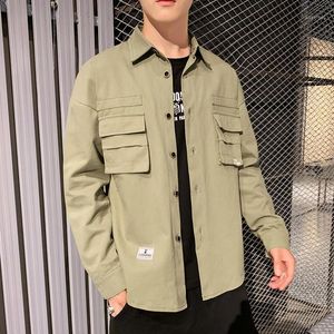 Autumn Man Leisure Time Work Clothes Shirt Male Long Sleeve Loose Coat Streetwear Jacket Single Breasted Chinese Style Men's Casual Shirts