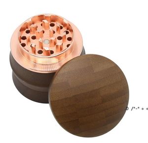 66MM Bamboo Smoking Grinders Zinc Alloy Tobacco Grinder Smoke Pipe Metal Grinder 4 Layers Hand Muller Creative Smoking Accessories CCF14291