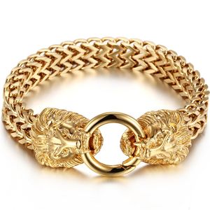 Pulseira de lobo lobo dourado pulseira de aço inoxidável de aço masculino pulseiras de amizade para homens góticos jóias de jóias de jóias seus presentes 200928