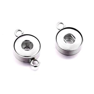 Duas orelhas de aço inoxidável 12 mm 18mm Button Snap Charms Base Acessórios Botões de metal para fazer jóias de colar de pulseira DIY