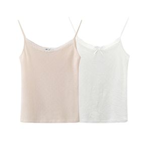 Sweet Women Soft Cotton Camis Lace Patchwork Summer Fashion Ladies High Street Sexy Crop Tops Cute Girls Short Top 220318
