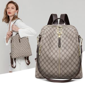 Damer dubbelanvänd anti-stöld ryggsäck populära ny tryckt ryggsäck resväska casual axel messenger handväska