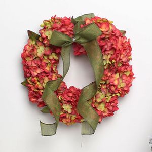 Decorative Flowers & Wreaths Christmas Wreath Door Hanging Simulation Flower Decoration Autumn Pastoral Style Wall For Home 2022 Year NoelDe