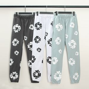 Designer Puff Print Flower Pants Män Kvinnor Drawstring Black Sweatpants Overalls