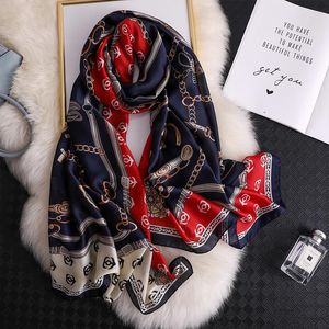 180 90 cm Luxus Marke Frauen Herbst Winter Mode Seide Schal Schal Strand Stirnband Bandana Wrap Schalldämpfer Foulard Hijab Weibliche