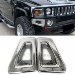 2st Chrome Front Grille för Hummer H2 SUV SUT 2003-2009 Chrome Front Bumper End Cap Cover Trim Light Cover Grill Racing Parts