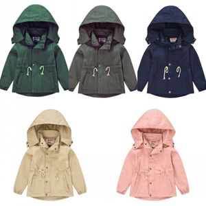 Nuova giacca a vento per bambini cappotti vestiti con cappuccio solido per ragazze ragazzi cappotto casual stile britannico 38yra D3