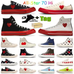 Med Box Classic tal Come des Garcons spelar casual skor All Star Hi Big Eyes Hearts Chuck Taylor Black White High Low Midsole Mens Women Sport Canvas Sneakers