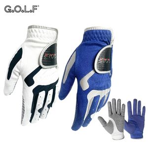 Luva de golfe masculina GVOVLVF Um par de peças 2 opções de cores Sistema de aderência aprimorado Legal Confortável Azul Branco cor esquerda mão direita 220812