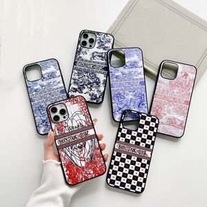 Fashion Luxury Designer Celas Celas Caso para iPhone 13 12 11 Pro Max XS XR 7 8Plus com letras Blue Toile de Jouy Motif