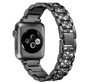 Bling Watchband 40mm 44mm Armband Rostfritt stål Rem Women Diamond Band för Apple Watch Series 6 5 4 4