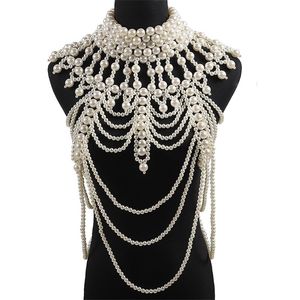 Retro erweiterte Perlen Kristall Körper Schmuck Kette Sexyhandmade perlen Frauen Braut hochzeit kleid große halskette schmuck Accessor 220402