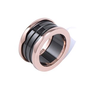 Дизайнерское винтовое кольцо любовного кольца мужская женщина черная керамика 1-3 поворота высокого качества 925S 18K золотые украшения с размером коробки 5-12 Rose Silver Luxury Band Ron