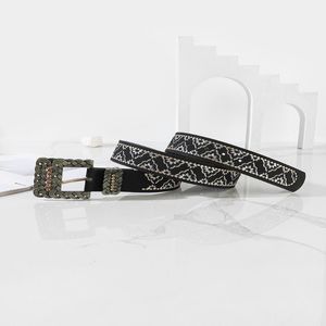 Belts Female Casual Knitted Pin Buckle Men Belt Woven Canvas Elastic Braided Embroidery Stretch For Women JeansBelts