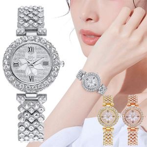 Armbandsur koreansk version av den enkla lilla doften Full Diamond Women's Watch stjärnspäckade romerska siffror -försäljning Watchwristwatc