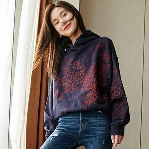 Jumpers Sweatshirt Women Hoodie Embroidery Loose Terry Long Sleeves lazy Style Casual Solid Spring and Autumn Fashion 201202