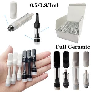 In Stock TH205 Full Ceramic Vape Cartridges Atomizers Lead Free 0.8ml 1ml Vapes Pen Cartridge 510 Disposable Carts Thick Oil Coils No Heavy Metal Wholesale