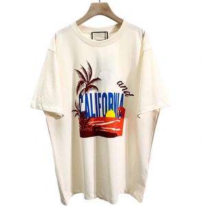 2022 Wiosna lato Europa Włosze Kalifornia plaża kokosowa koszulka o zachodzie słońca T koszulka Kobiet Wysokiej jakości moda bawełniana bawełniana