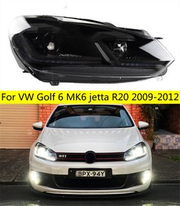 2 adet araba ışıkları vw golf için parçalar 6 mk6 jetta r20 2009-2012 Siyah Samurai tarzı kafa lambaları LED far LED çift kiriş lens