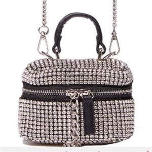 Shiny Rhinestone Makeup Bags Luxury Designer Chain Diamonds Cosmetic Bags Lady Handbag Fashion Cute Shoulder Crossbody Bag