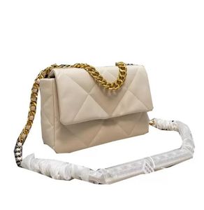 Francja Damska Top Real Lambskin 19 Torby Pojedyncze Klapy Pikowane Matelasse Outdoor Soose Street Gold Chain Totes Crossbody Ramię Luksusowe Projektant Torebki 25 CM