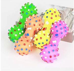 Pet Chew Toys Novo Cachorro-Toys colorido Dumbbell Dumbbell colorido Squeeze Squeeze Squeaky Faux Bone for Dog SN4558