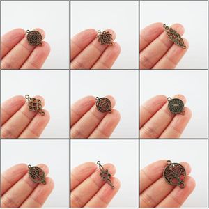 Charms Fashion Flower Chinese Knot Tree Antiked Bronze Plated Connectors For Gift Jewelrycharms