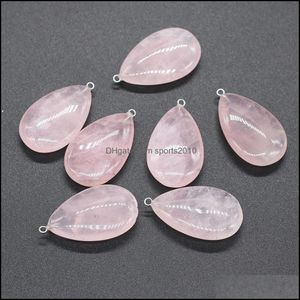 Konst och hantverk 22x38mm Waterdrop Natural Stone Charms Reiki Healing Rose Quartz Crystal Stones Pendant For Necklace Earrin Sports2010 Dhebl