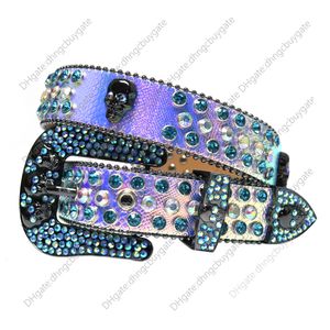 Leather Designer Belt for Men's High Quality Buckle Rhinestone Metal White Fashion Adult Studded Belt Strap Cinturones Para Hombre