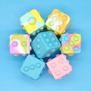 Fidget Toys New 3D Silicone Decompression Ball Dice Vent Press Toy Cube Bubble Grip Dice