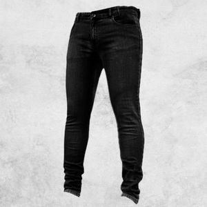 Erkek Kot 2022 Erkek Pantolon Yüksek Bel Fermuar Streç Çok Cepler Erkekler Siyah Kot Orta Rise Sıkı Sıska Streetwear