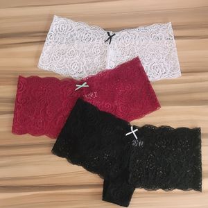 3 Pieces Ladies Lace Panties Sexy Underwear Women Boyshort Underpants Female Lingerie See Through Culotte Femme Intimates Pantys 220511