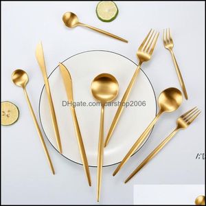 Forchette Posate Cucina Sala da pranzo Bar Casa Giardino Posate d'oro Coltello Forchetta Cucchiaio Stoviglie per matrimoni Stoviglie in acciaio inossidabile 304 Sierware Rrb