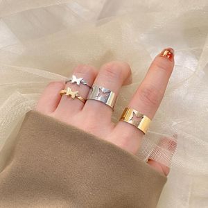 Cluster Rings Trendy Gold Silver Color Butterfly For Women Men Lover Adjustable Star Moon Couple Set Wedding Friendship JewelryCluster Rita2