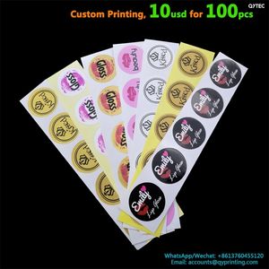 100pcs 35mm Rótulo de impressão personalizado Made Kraft Vinil PVC adesivos Presente Nome do casamento Rótulos adesivos de selo 220613