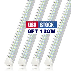 LED -rör jesled 8ft LED -butiksljus fixtur, 120W, 8 fot T8 Integrerat rör, länkbara glödlampor för garage, lager, V -form, klar lins (20 pack)