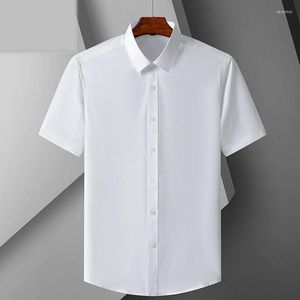 Camisas de vestido masculino masculino mass de manga curta Button Up camisa de seda de gelo de gelo para trabalhar roupas de negócios vere22