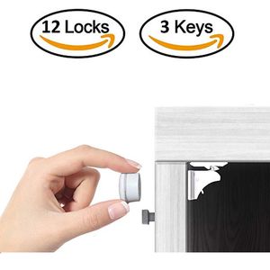 Child Protection Magnetic Lock Safety Baby Door Striker Magnet Locks Commonly Used Cabinet & Drawer Household Rooms 4Locks+1Key 220421