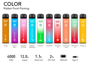 JC Plus 4000Puffs Disponibla Vape Pen E Cigarett Starter Kit Device Pod 4000 Puffs 12 ml Förfylld 650mAh Uppladdningsbar batterinångor Original Partihandel