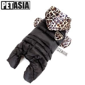 Petasia Winter Dog Clothes Down Jackets för små medelstora hundar Tjock Leopard Coat Living Waterproof Fabric Pet Clothes 201102