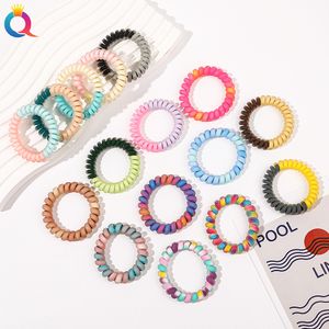 Spiral Shape Ties Grinded Elastic Hair Bands Girls Accessories colorful Rubber Band Headwear Gum Telephone Wire Hair Rope