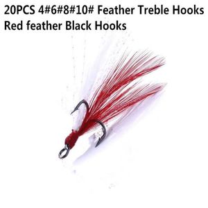 Wholesale red treble hook for sale - Group buy 20PCS Red Feather Treble Hooks High Carbon Steel High strength lure fishingHooks Bionic Hooks High quality291G