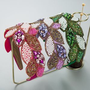 Bohemia Pink Sequins pozostawia opaskę na głowę luksusowy temperament kryształowy pałąk kryształowy dla kobiet akcesoria weselne