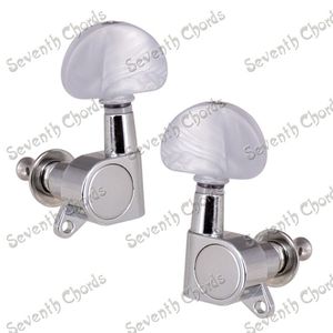 Wholesale tuner head resale online - A Set Big Semicircle White Pearl Handle Guitar Tuning Pegs Tuners Machine Head for Acoustic Electric Guitar Chrome