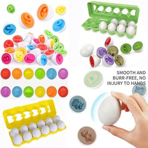 Upplysning Leksaker Erkännande Kognitiv visdom Matchande ägg Digital Fruit Dinosaur Egg Car Cognition EggShape Children's Early Education Puzzle Toy Gifts