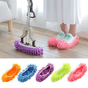 Wholesale Mopping Shoe Cover Multifunction Solid Dust Cleaner House Bathroom Floor Shoes Cover Cleaning Mop Slipper 6 Colors DBC