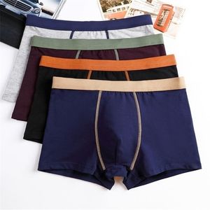 4pcs/lot Underpants Men Underwear Soft Cotton Middle Waist Boxer Shorts Fashion Sexy Men Panties Calecon Homme Gay T200410