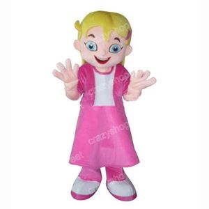 Halloween Pink Dress Girl Mascot Costume Wysokiej jakości kreskówka Stroje postaci Suits Doross Size Size Carnival Party Strój reklamowy na zewnątrz