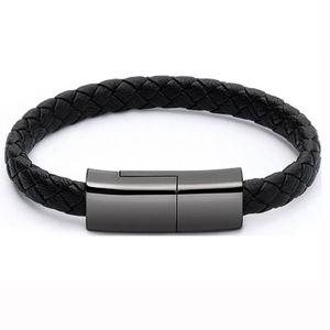 Tragbares Armband, USB-Typ-C-Kabel, Typ-C-Micro-USB-Kabel, Leder, gewebter Datensynchronisierungs-Ladeadapter für Samsuang S20 S10 S9 S8 Note 10 Android-Telefone. Modisches Design