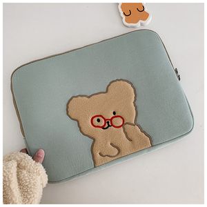 Korean Bear Laptop Case Cover For Cartoon Glasses Bear Ipad Pro 9.7 10.5 11 13 13.3 14.9 15 Inch Tablet Sleeve Inner Bag 220421